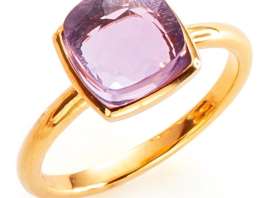 ratius Ring 12Silber goldplattiert, Amethyst