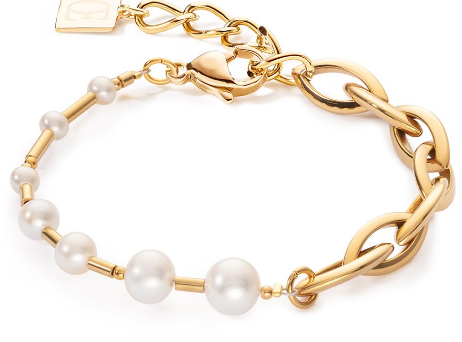 Coeur de Lion Armkette 1110_30_1416Edelstahl goldbeschichtet, Süßwasserperlen