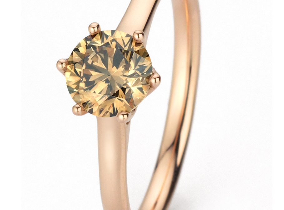 bellaluce Ring M1000551Rotgold mit braunem Brillant